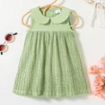 thumbnail image 2 of Baywell Summer Cute Baby Girl Doll Collar Sleeveless Dress, Back Button Design, Cute and Special Princess Dress in Green,6-12Months,1-3Years Old, 2 of 8