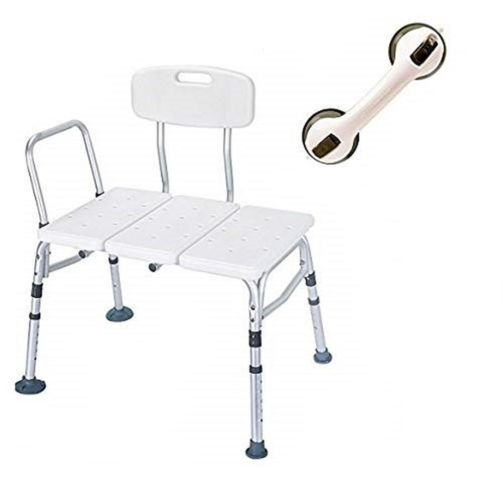 HEALTHLINE Tub Transfer Bench with Back and Free Balance Assist Suction