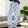 thumbnail image 6 of Lenpel Women's Fuzzy Fleece Pajama Pants Plus Size High Waisted Wide Leg Heart Printed Plush Lounge Pants Comfy Pj Bottoms(Blue,5X-Large), 6 of 6