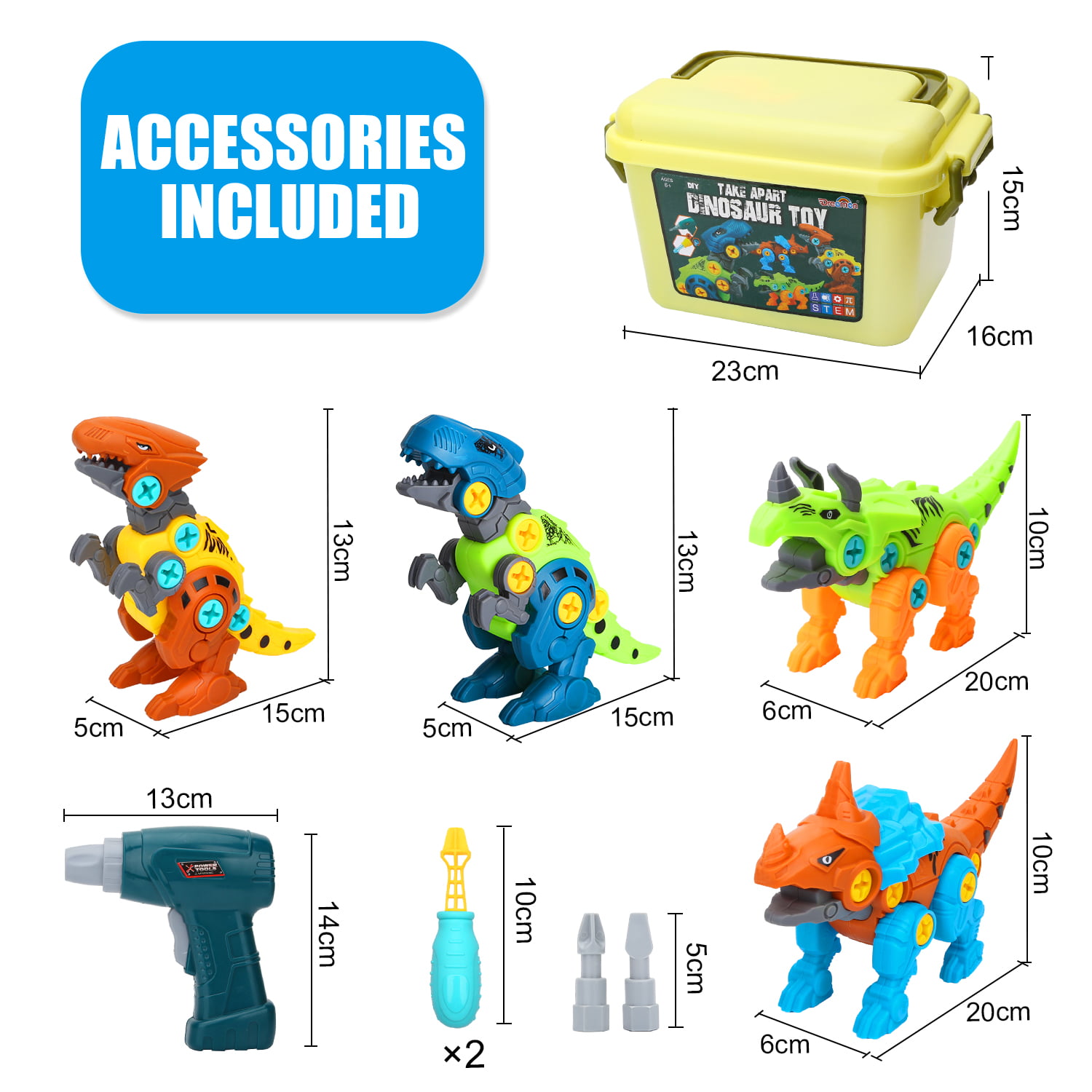 DIY Dreamon Take Apart Dinosaur Toys for Kids with Storage Box Electric Drill