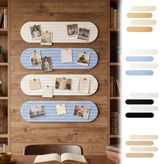 4 Pack Rounded Edge Felt Bulletin Board Tiles, Self Adhesive No Drilling Photo Display Pin Board, Multi-Functional Wall Decor for Memo Notice Office Bedroom Home