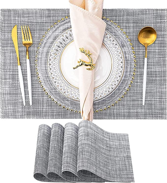 HL Placemats, Set of 4 HeatResistant Placemats Stain Resistant AntiSkid Placemats for Kitchen
