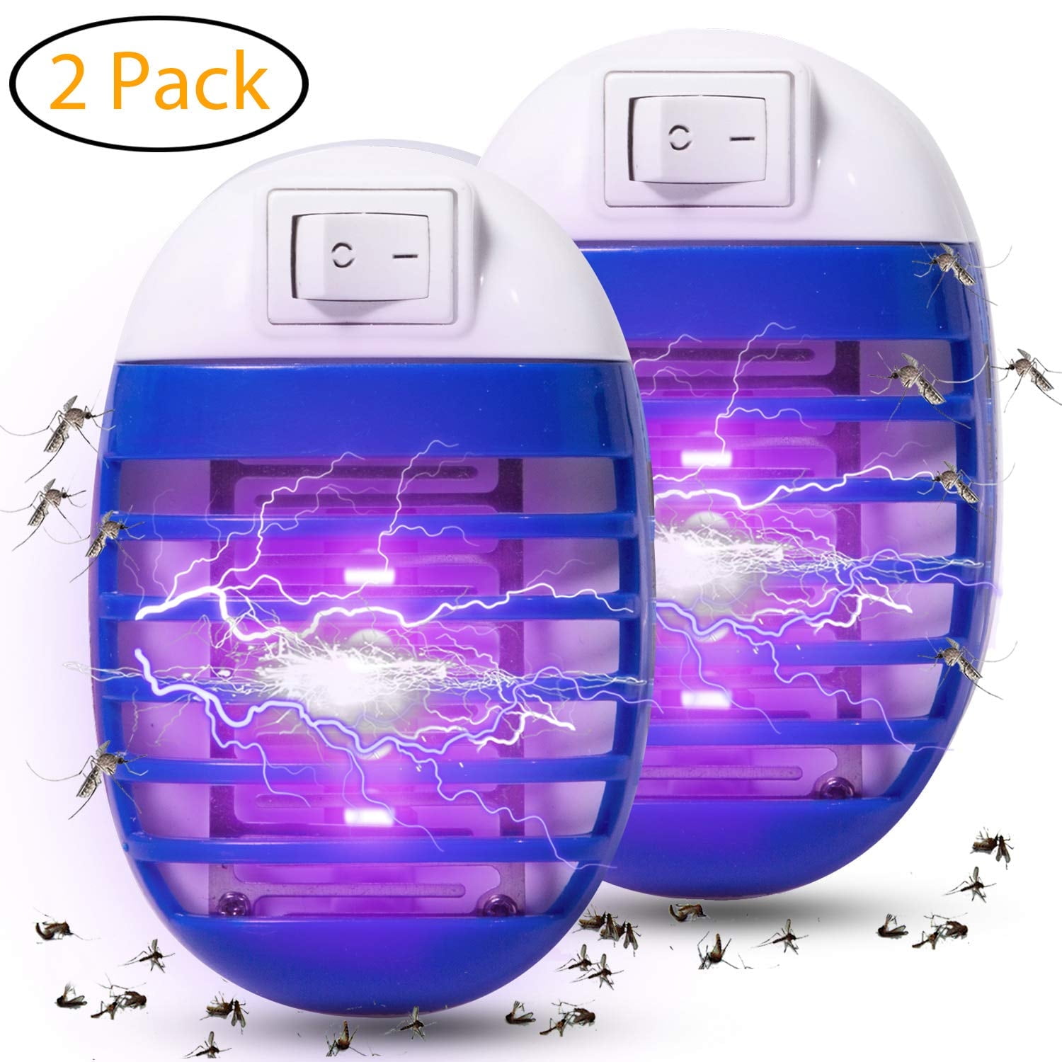 Portable Home Electric Insect Trap Eliminates Most Flying Pests Bug Zapper Electronic Mosquito Killer & Trap Insect Killer Lamp Indoor - Plug in Mosquito Zapper(2 Packs)