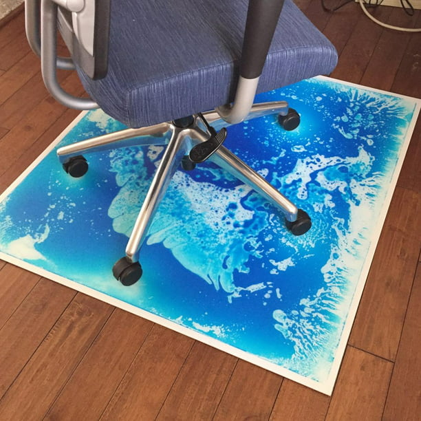 Office Chair Mat For Hardwood And Tile Floor Blue Liquid Encased