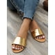 thumbnail image 2 of Gold Flat Sandals, Straps Women's Slippers, 2 of 5