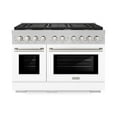 thumbnail image 2 of ZLINE 48 in. 6.7 cu. ft. Paramount Double Oven Dual Fuel Range with 8 Burner Gas Cooktop in DuraSnow Stainless Steel with White Matte Doors (SDRS-WM-48), 2 of 2