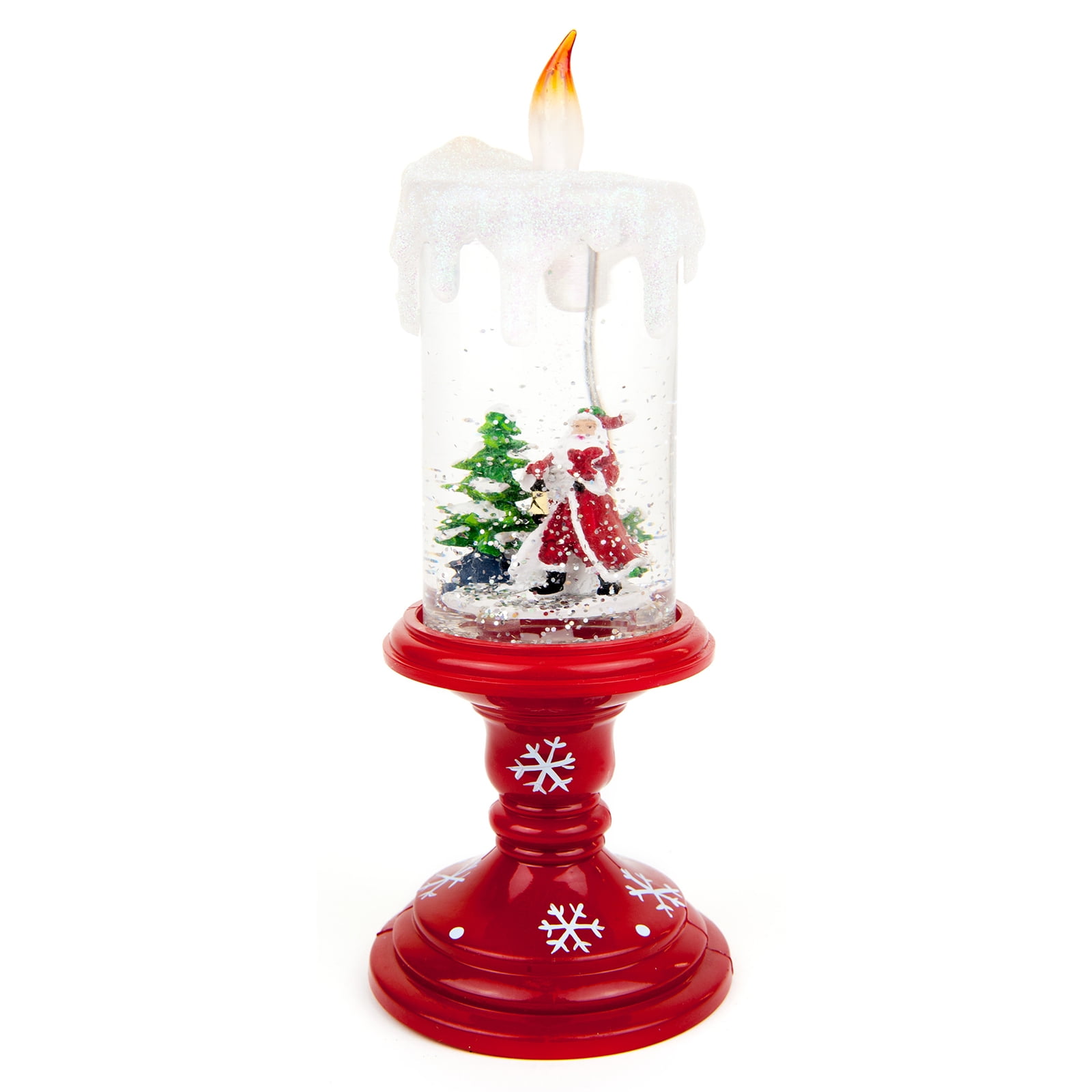 Christmas LED Candle Décor, Clear Snow Globe Candle with Santa Claus