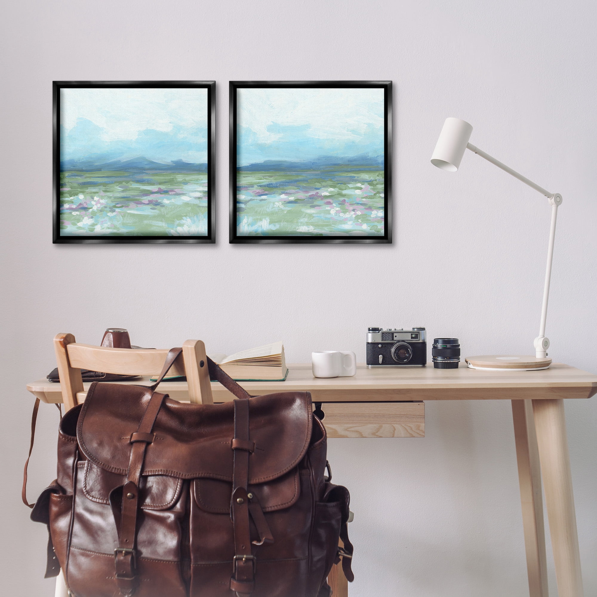 Stupell Industries Stormy Mountain Landscape Landscape Painting Black Floater Framed Canvas Art Print Wall Art, 18 x 18, Set of 2