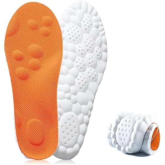 4D Cloud Insoles for Men Women, Breathable Memory Foam Cloud Massage Insoles, Enhanced Arch Support & Cushioned Comfort,Relief Foot Pain,Fits All Shoe Types