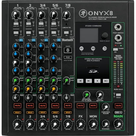 Mackie ONYX8 8-Channel Analog Mixer w/ Multi-Track USB/3-Band EQ+Bluetooth