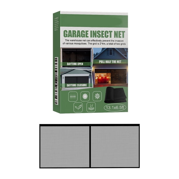 Garage Door Mesh Screen Kit 13.12x6.56 FT - Retractable Magnetic Net Screen Door for 1 Car Garage, Durable Fiberglass Mesh Blocks Bugs & Enhances Privacy - Great for Patio Porch Outdoor Use