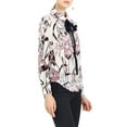 thumbnail image 5 of Allegra K Women's Floral Button Down Long Sleeves Tie Neck Office Shirts, 5 of 7