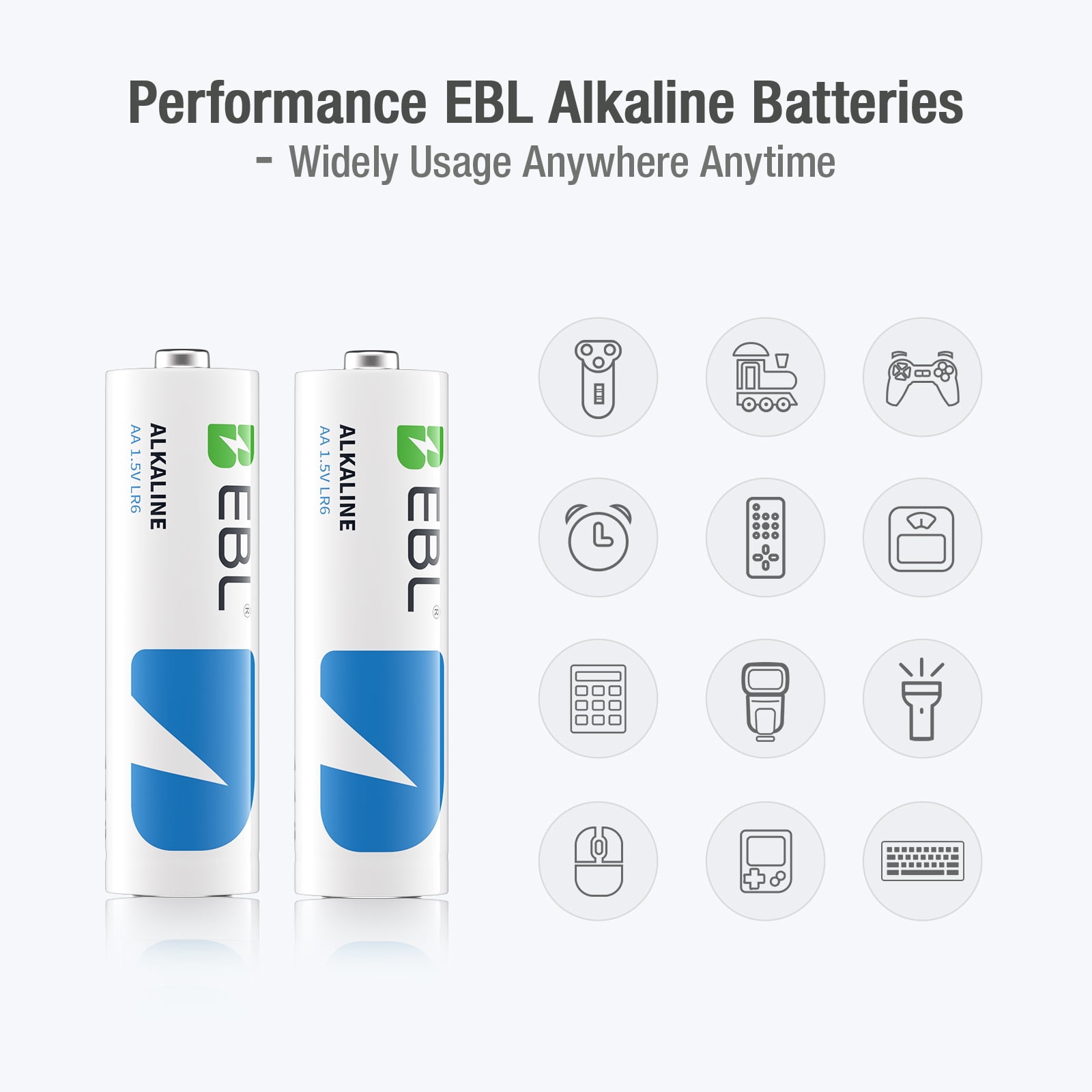 EBL Alkaline Double A Batteries, 1.5V Long-Lasting AA Alkaline Battery, 100 Pack