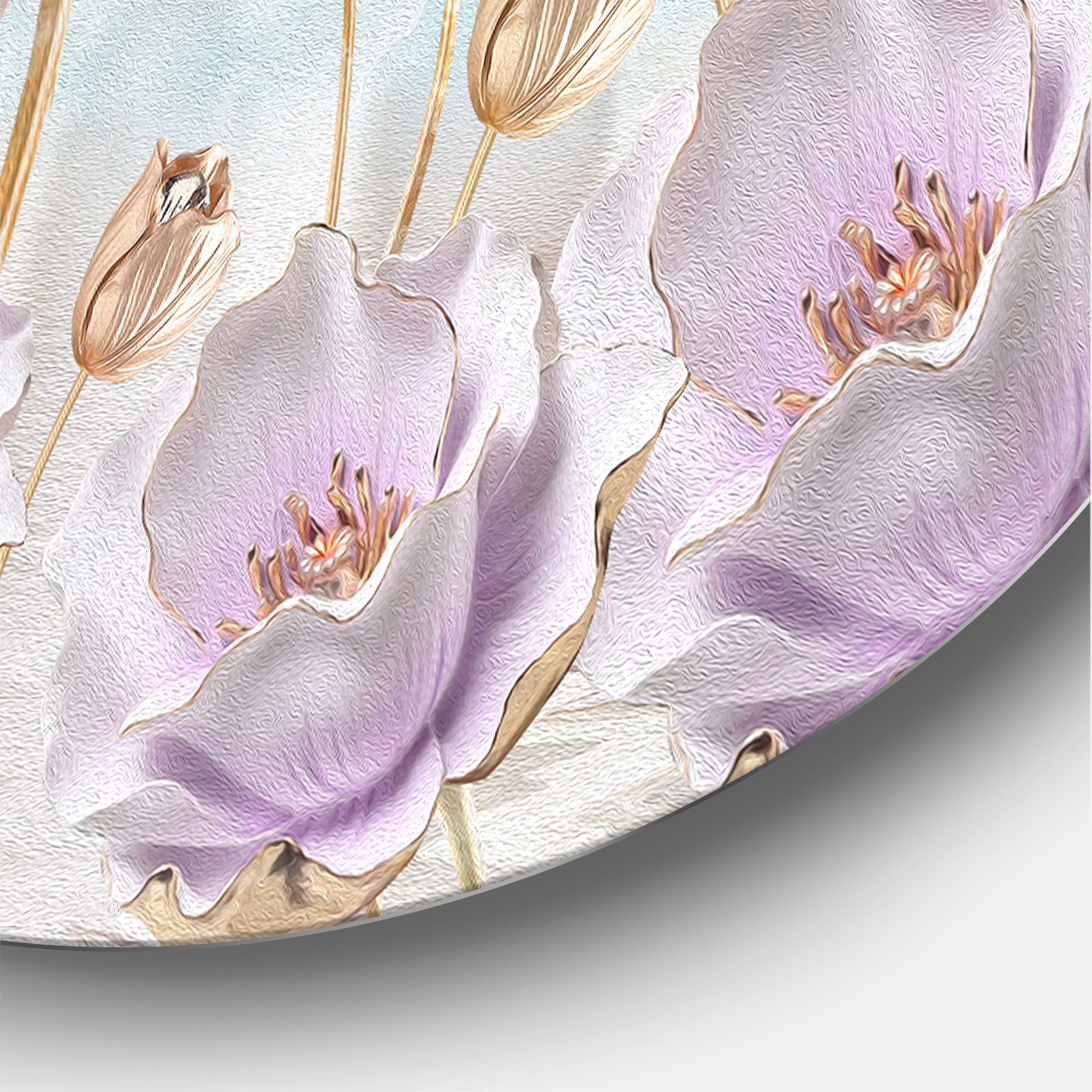 Designart 'Blossoming Pastel Tones Flowers' Traditional Circle Metal Wall Art 36x36 - Disc of 36