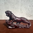 thumbnail image 1 of Rosewood carved tiger figurine, solid wood tiger zodiac animal craft, home office desk decoration., 1 of 3