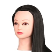 Hair Training Head Mannequin Head Hairstyling Multipurpose Long Hair Manikin Doll Head for Cutting DIY Cosmetology School Students Braid , Black with Makeup