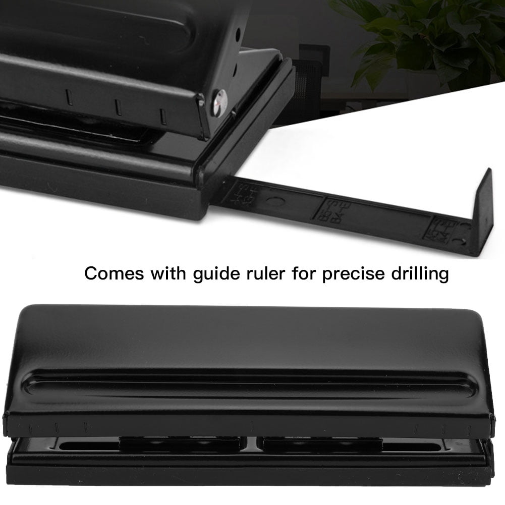 Yajisi Six Hole Adjustable Punching Machine Paper Puncher Office Supplies Black with Non-Slip Pad for Planner Insert Pages Binders and Organizers 7.87 inches / 20 cm Hole Puncher Tool