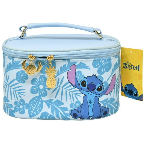 Disney Stitch Cosmetics Vanity Pouch Bag Make Up Tote Authentic Metal Charm
