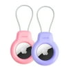 2 Pack AirTag Holders with Keychain, Secure Air Tag Cases, and Key Rings for Keys, Luggage, Backpack, Pet, Pink&Purple