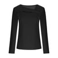 thumbnail image 7 of APEXFWDT Women's Ribbed Long Sleeve Top Cut-Out Neckline Slim Fit Shirt Basic Tee for Fall/Winter,M,Black, 7 of 7