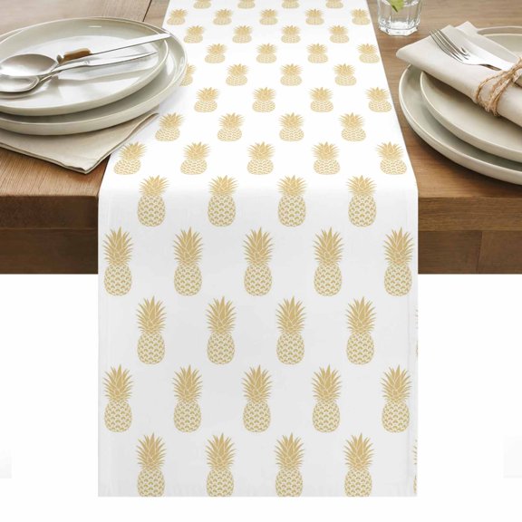 Yellow Pineapple Table Runner - 108 Inch Long, Kitchen Dining Table Runner Dresser Scarves, Vintage Summer Tropical Fruit Farmhouse Decor for Coffee Tables Wedding Party Banquet