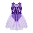 thumbnail image 3 of iEFiEL Kids Girls Dance Leotard Shiny Sequins Bodice Mesh Patchwork Modern Dance Dress, 3 of 7
