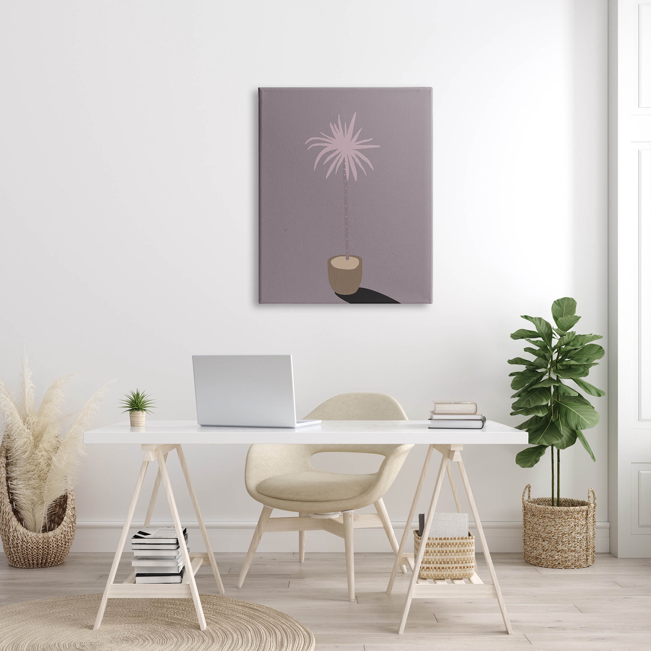 Contemporary Potted Palm Tree Botanical & Floral Graphic Art Gallery Wrapped Canvas Print Wall Art
