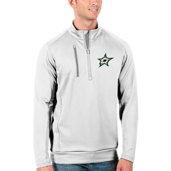 Men's Antigua White/Silver Dallas Stars Generation Quarter-Zip Pullover Jacket