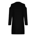 thumbnail image 5 of IROINNID Long Sleeve Dress for Women Mid-Length Fit&Flare Dress V-Neck Cold Shoulder Long Sleeve Button Metal Buckle Solid Dresses,Black, 5 of 6