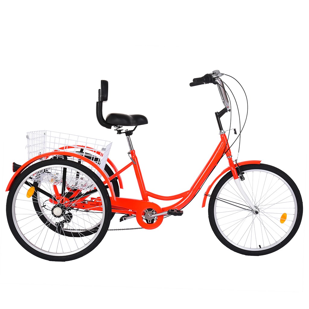 Details about  / 24/" Adult 3-Wheel 7-Speed Tricycle MTB Trike Cruise Bike Steel w// Cargo Basket