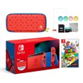 thumbnail image 1 of 2021 New Nintendo Switch Mario Red & Blue Limited Edition with Mario Iconography Carrying Case and Screen Protector Bundle With Super Mario 3D World + Bowser's Fury And Mytrix Accessories, 1 of 9
