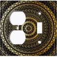 thumbnail image 4 of Metal Light Switch Plate Cover Gold Black Mandala Circle Pattern MDL001, 4 of 13
