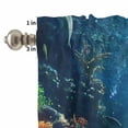 thumbnail image 4 of Kitchen Window Curtains Valance and Tier Set, Underwater World Ocean Shark Fish Rod Pocket Tier Curtains and Valance 3 Piece Set, Coral Seaweed Marine Life Window Treatment for Bedroom Living Room, 4 of 9