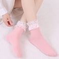 thumbnail image 7 of Bibifish Womens Socks Soft Solid Color Soft Crew Socks Elegant Trendy Lace Splice Socks Soft Breathable Mid Calf Socks For Ladies, 7 of 7