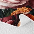 thumbnail image 5 of Erosebridal Traditional Floral Bed Spread Queen, Garden Blossom Queen Coverlet Set, Black Reversible, Burgundy Blush, 3 Pieces (1 Quilt and 2 Pillowcases), 5 of 7