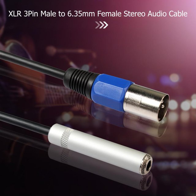 0.3m XLR 3Pin Macho a 6.35mm Hembra Estéreo Jack Audio Cable Adaptador Cable