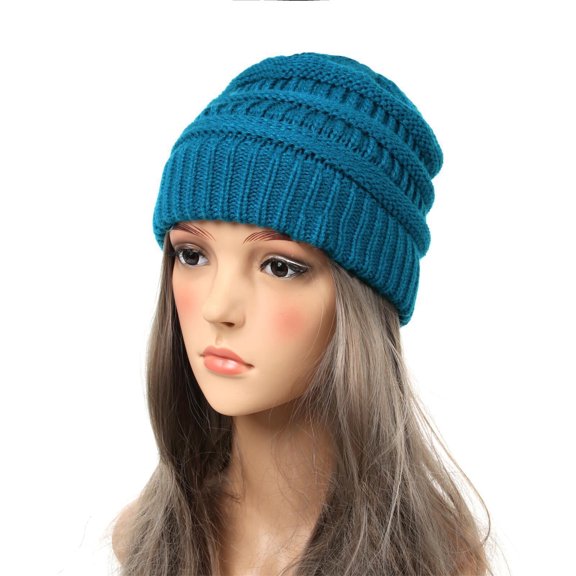 Fgnfyis Women's Winter Knit Casual Thick Soft Fashion Warm Unisex Winter Hats for Women Sky Blue