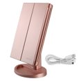 thumbnail image 1 of destyer Folding Mirror with LED Lights 3-fold 22LEDs Makeup Cosmetic Portable Mirror Makeup Tool Rose Gold, 1 of 7