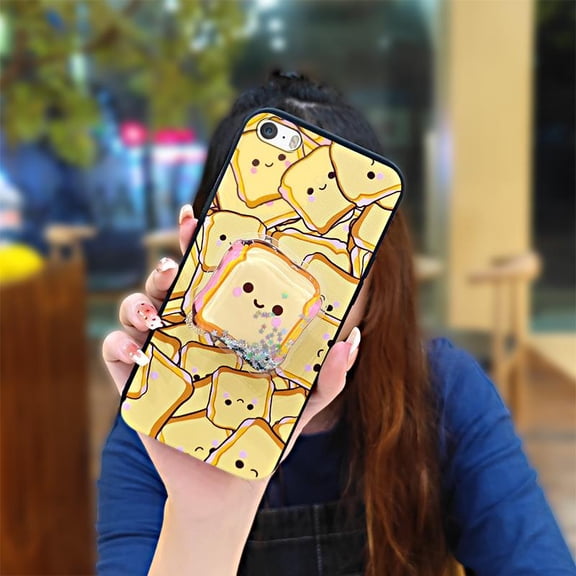 LYM-Phone Case For iphone 5/5S/SE, Rotatable stand Waterproof TPU Kickstand Glitter Simplicity Durable Skin feel silicone Cartoon protective Anti-knock Dirt-resistant Back Cover Cute