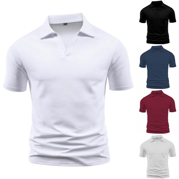 Paiwinds Men's Waffle Knit Golf Shirt - Short Sleeve Turndown Collar, Textured Breathable Casual Golf Top, Polyester Blend Summer Business Casual