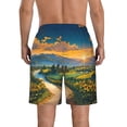 thumbnail image 3 of KLL Sunflowers At Sunset Men's Casual Summer Beach Shorts Hawaiian Shorts with Pockets-Small, 3 of 5