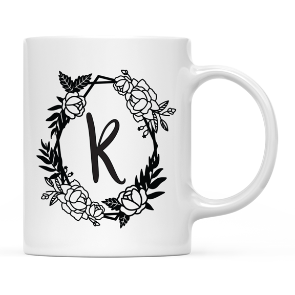 Koyal Wholesale Minimal Geometric Roses Design Coffee Mug Collection, Letter K
