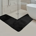 thumbnail image 3 of L-Shaped Plush Bathroom Mat - 120x120cm Non-Slip Absorbent Rug for Bathtubs, Showers, & Kitchens, Black, 3 of 5