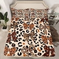 thumbnail image 2 of jejeloiu Leopard Print Bowknot Twin Sheet Sets,Girls Brown Bow Bedding For Girl Kids 3 Pieces, 2 of 7