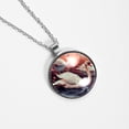 thumbnail image 4 of Swan Glass Circular Pendant Necklace | Stylish Glass Design Pendant Necklaces, 4 of 5
