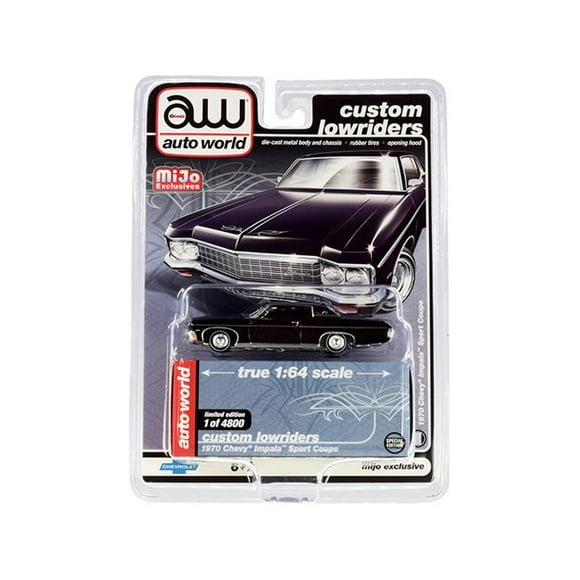 Autoworld CP7667 1970 Chevrolet Impala Coupé Sport Édition Limitée à 4800 Pièces 1 par 64 Échelle Modèle Moulé sous Pression Voiture & 44; Noir