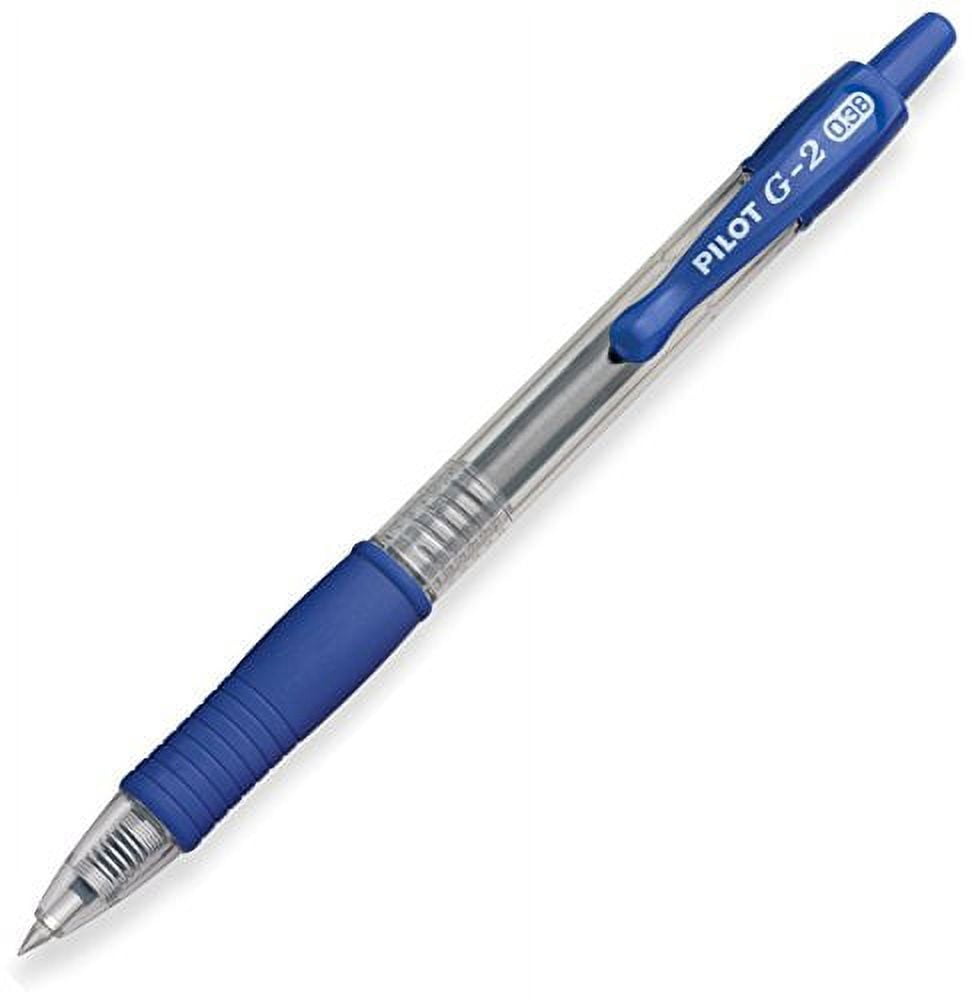 Pilot G2 Retractable Gel Ink Pens, Ultra Fine Point, 0.38 mm, Blue Ink, 12 Count