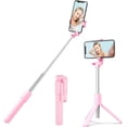 thumbnail image 1 of KOMI Selfie Stick, Extendable and Portable Stable Tripod Stand Holder with Detachable Wireless Remote Compatible with iPhone 14 13 12 for Selfies Video Recording Vlog, Pink, 1 of 5