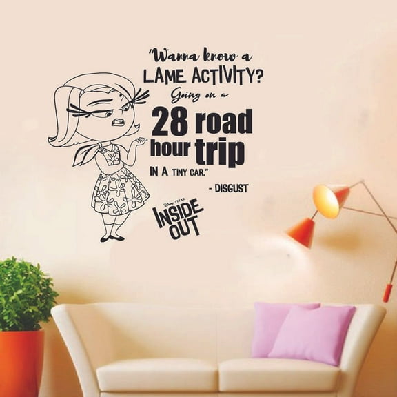Disney's Inside Out Disgust's Quote Wanna Know A Lame Acivity? Going On A 28 Hour Road Trip In A Tiny Car Vinyl Wall Decal Wall Art Bedroom Nursery Play Room Wall Decoration Size (20x20 inch)