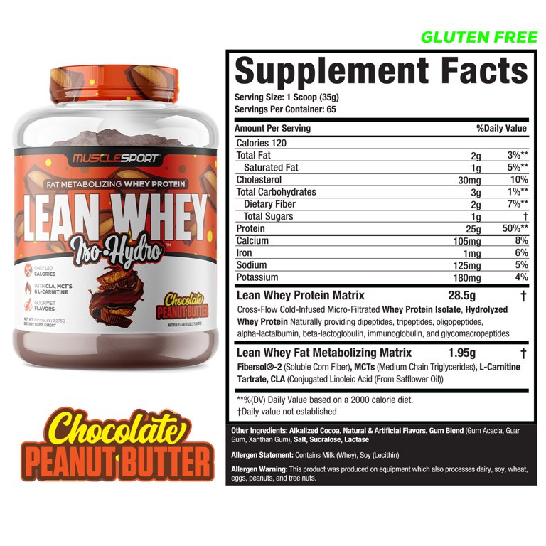 does whey protein have l carnitine Musclesport Lean Iso Hydro Gourmet Protein, 5lb, 25g Protein, CLA, MCTs, L-Carnitine rice extract face cream Size:box Natural is Better Be What are the ingredients